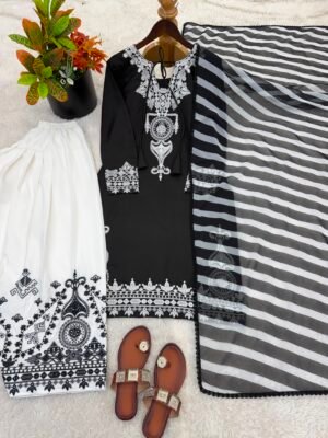 Alternative view of Presenting New Designer Collection In Natural Crep Silk Top-Farshi salwar with Dupatta Set Fully Stitched Ready To Wear