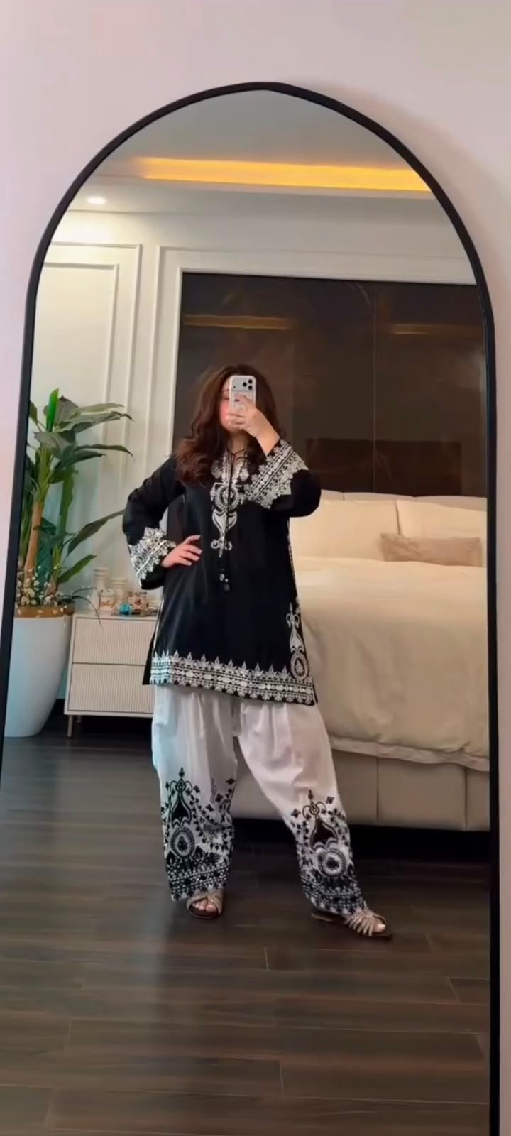 Presenting New Designer Collection In Natural Crep Silk Top-Farshi salwar with Dupatta Set Fully Stitched Ready To Wear