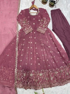 Alternative view of AK LUNCHING NEW ĐĚSIGNER PARTY WEAR LOOK  GOWN WITH EMBROIDERY  WORK