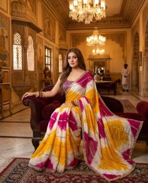 Alternative view of BD Launching – Faux Georgette Real Mirror Embroidery & Digital Print Work
