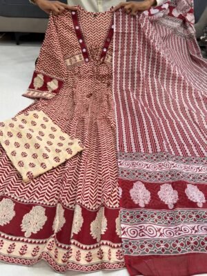 Alternative view of NEW ARIVELLS Ajarakh Print Anarkali Suit Set
