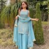 AK-Series New Designer Party Top Pallazo & Dupatta