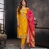 Launching New  Đěsigner Pure Banarasi Jequard Wiving Top With Pent & Dupatta Set