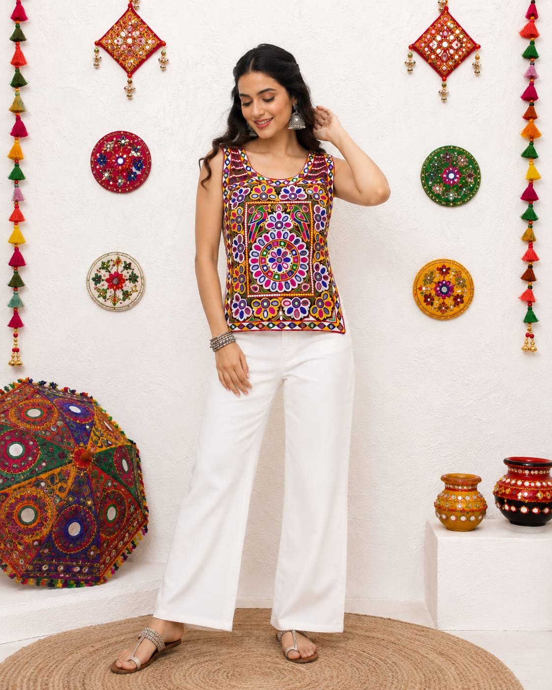 NAVRATRI SPECIAL MIRROR WORK TOP