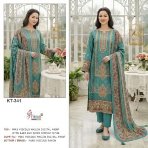 Pure viscous Maslin digital print and  hand work