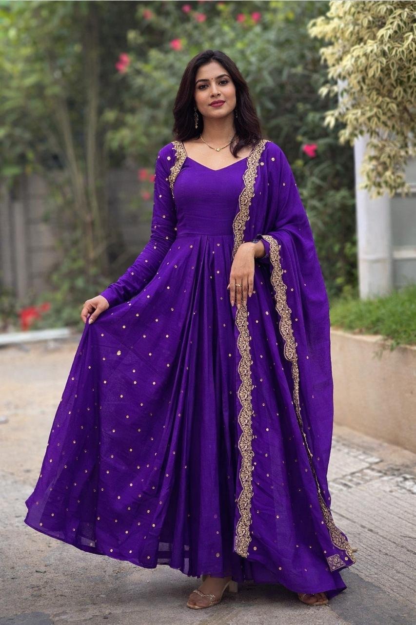 Dazzle In This Exquisite Georgette anarkali, Adorned With Intricate Embroidery That Adds A Touch Of Elegance To Any Festive Occasion - Image 3