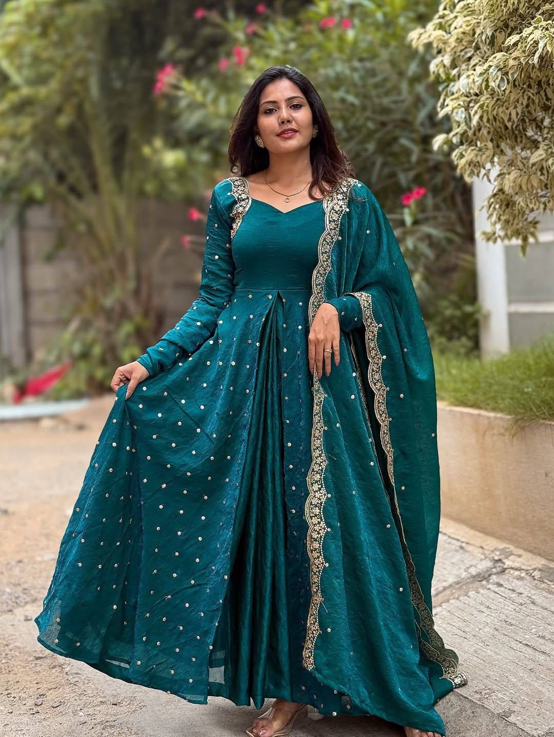 Dazzle In This Exquisite Georgette anarkali, Adorned With Intricate Embroidery That Adds A Touch Of Elegance To Any Festive Occasion - Image 2
