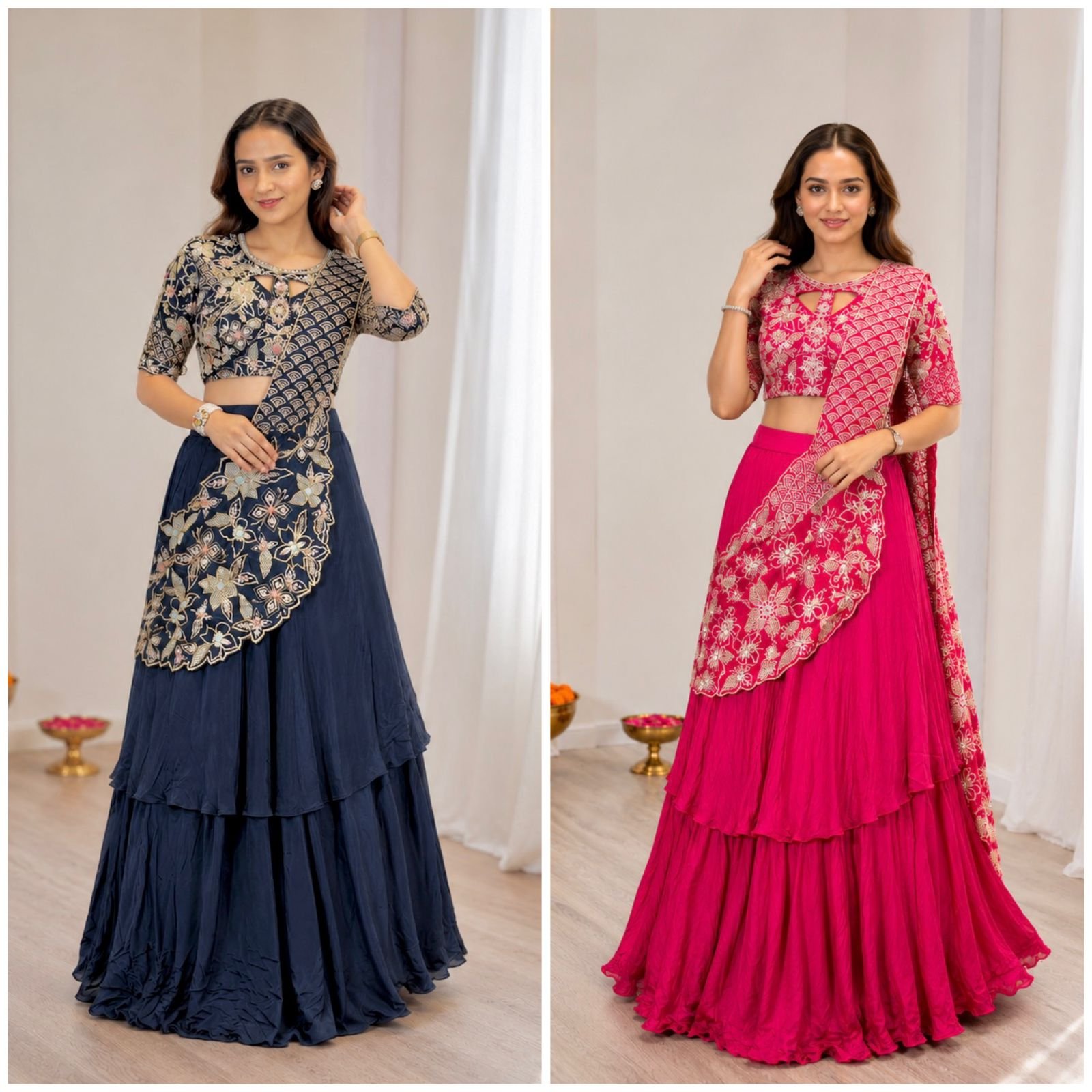 et festive ready in our new Trending Dobbel layer Style Lehenga Choli set With Embroidery Work detailing. - Image 5