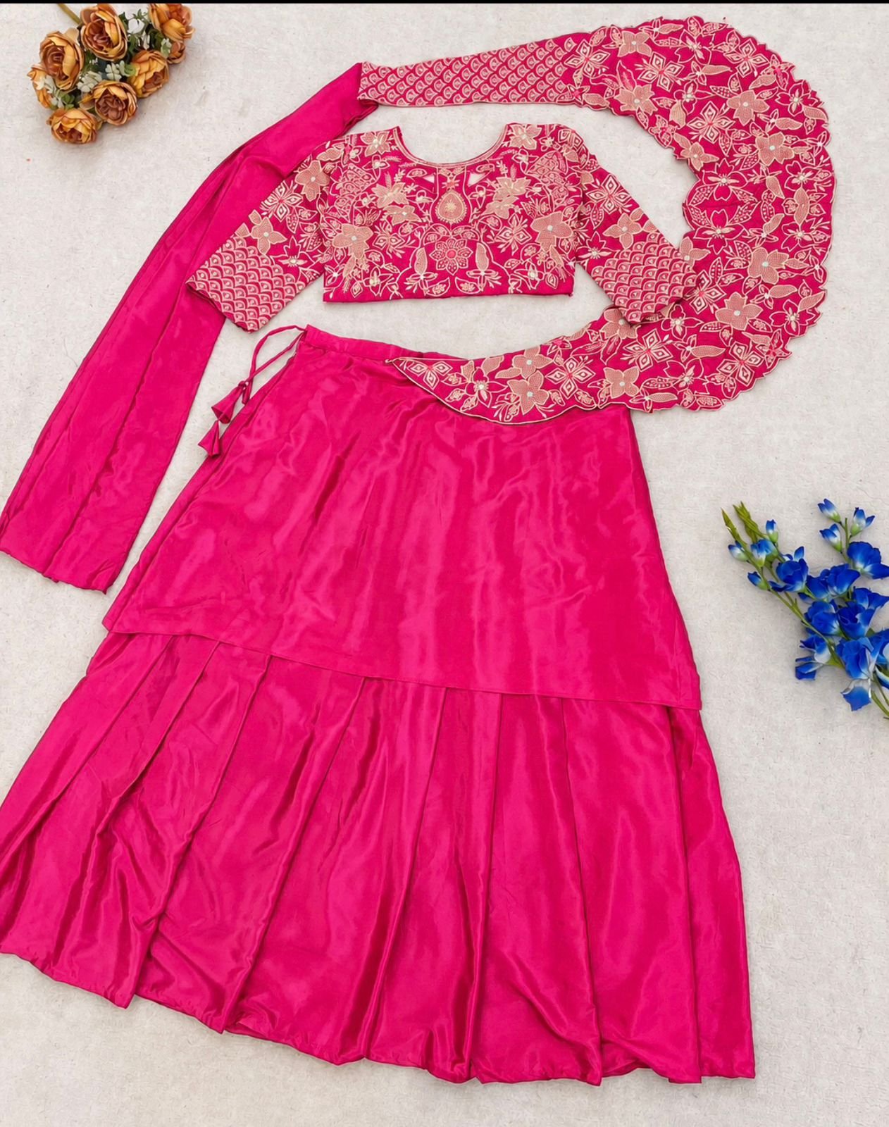 et festive ready in our new Trending Dobbel layer Style Lehenga Choli set With Embroidery Work detailing. - Image 4