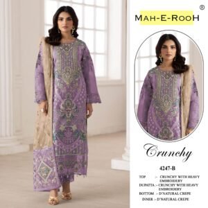 Crunchy with Heavy Embroidered 3mm Sequence work + Khatli Work