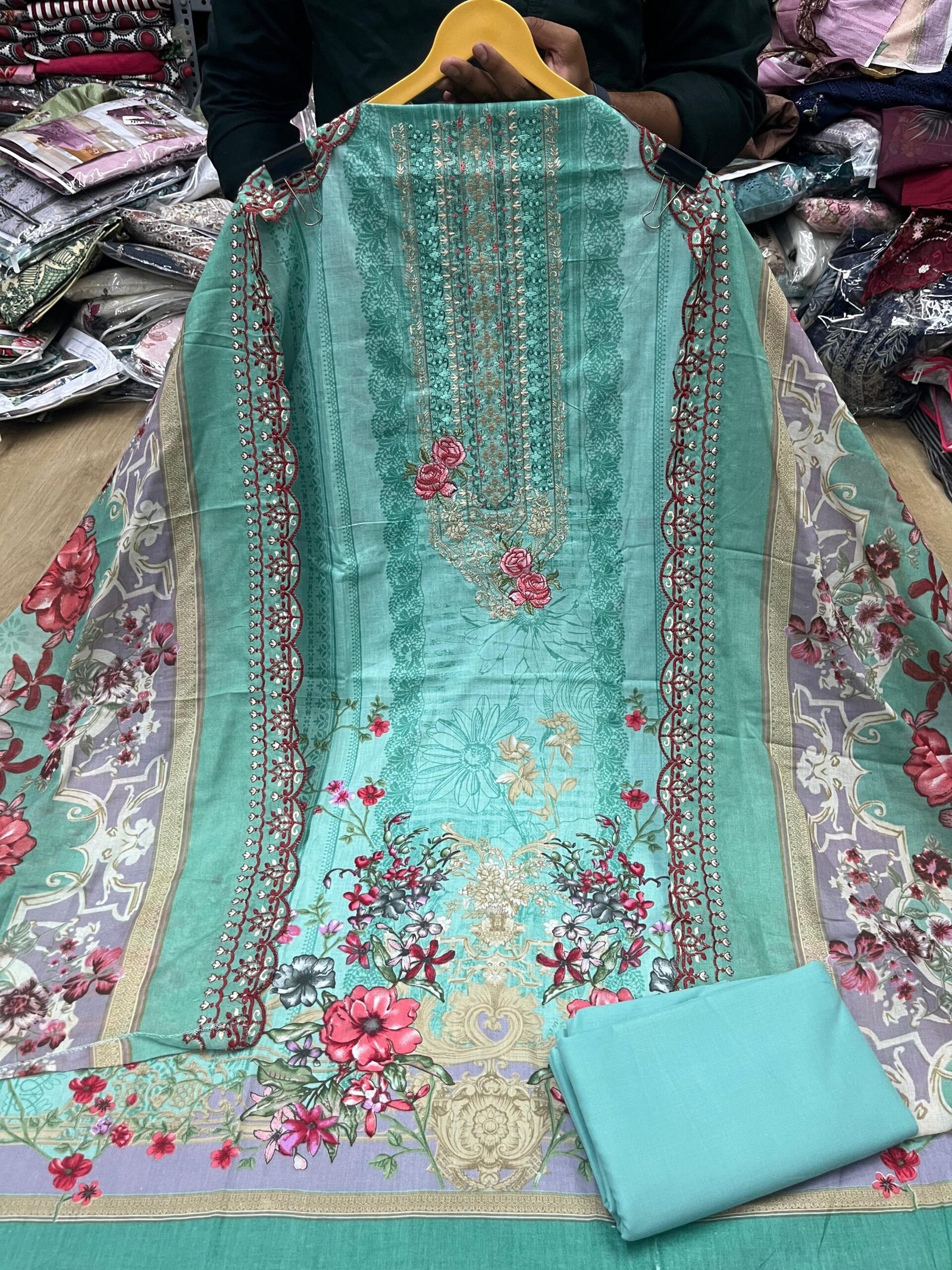 CAMBRIC PTINT COTTON WITH SELF EMBROIDERY WORK - Image 10