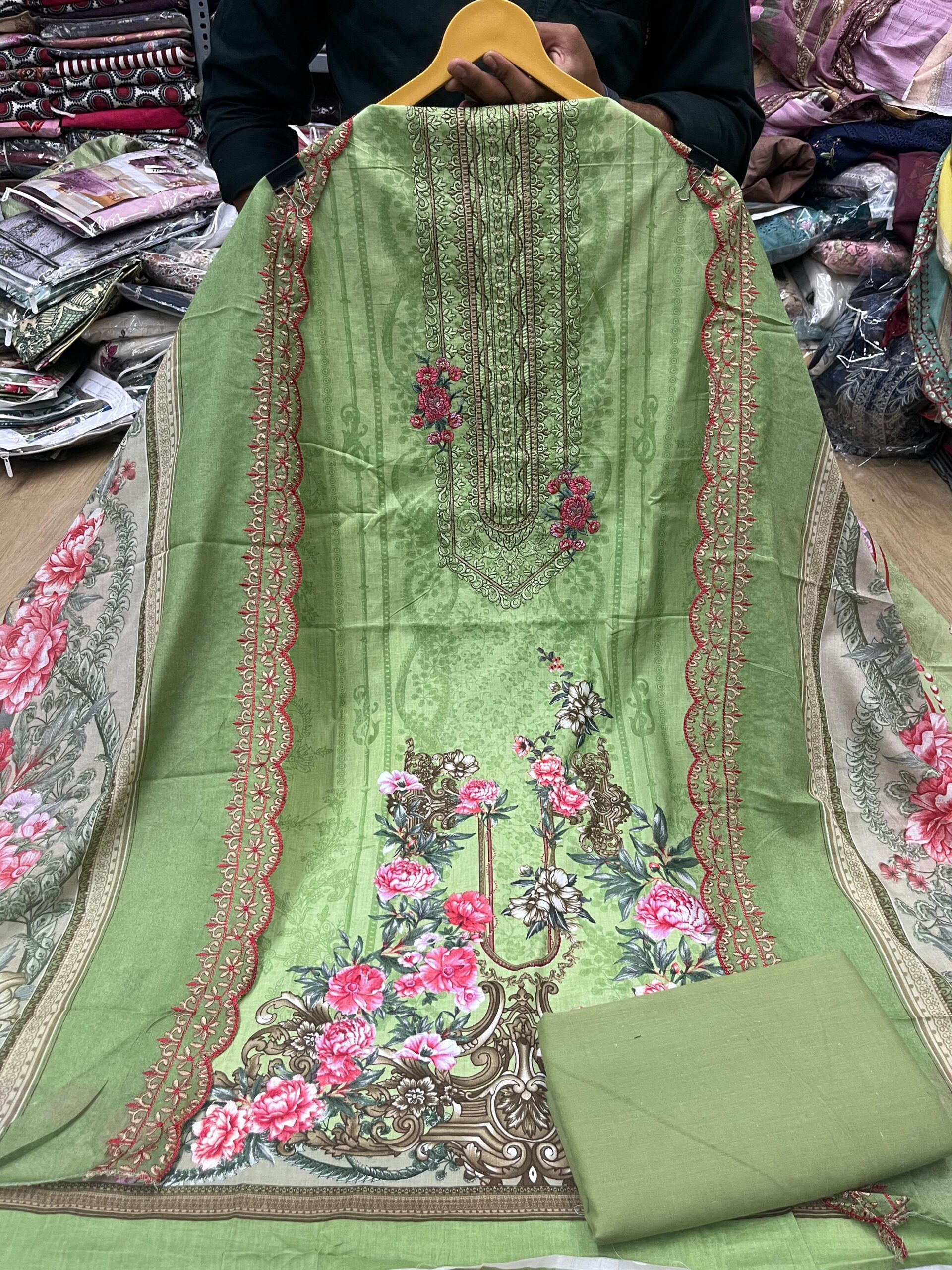 CAMBRIC PTINT COTTON WITH SELF EMBROIDERY WORK - Image 6