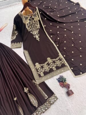 Alternative view of PRESENTING 3 PIECE STYLISH TOP, PLAZAA AND DUPATTA WITH BEAUTIFUL EMBROIDERY SEQUENCE WORK