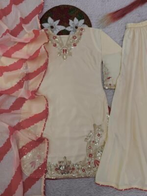 Alternative view of PRESERNTING NEW READY TO WEAR DESIGN HEAVY EMBROIDERY AND SEQUENCE WORK TOP - PLAZZO WITH DUPATTA