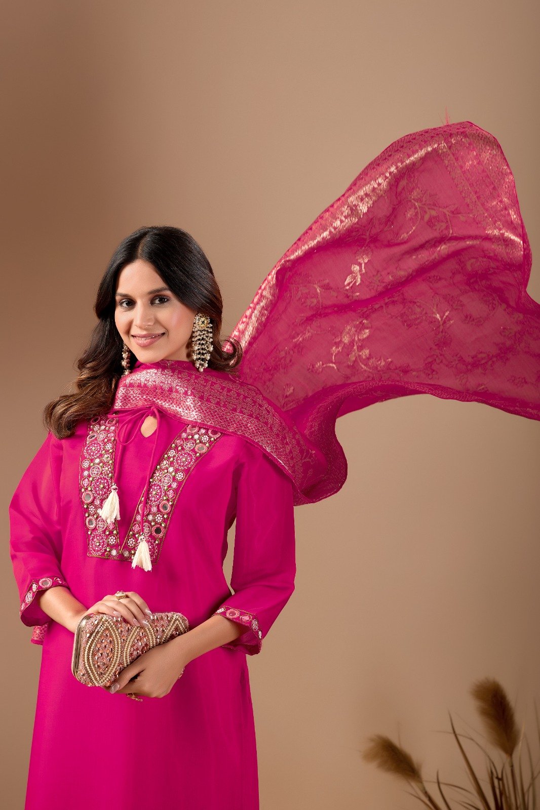 NEW Office/Collage/PARTY Wear Best Collection 3piece Kurti Pant Dupatta Set - Image 4