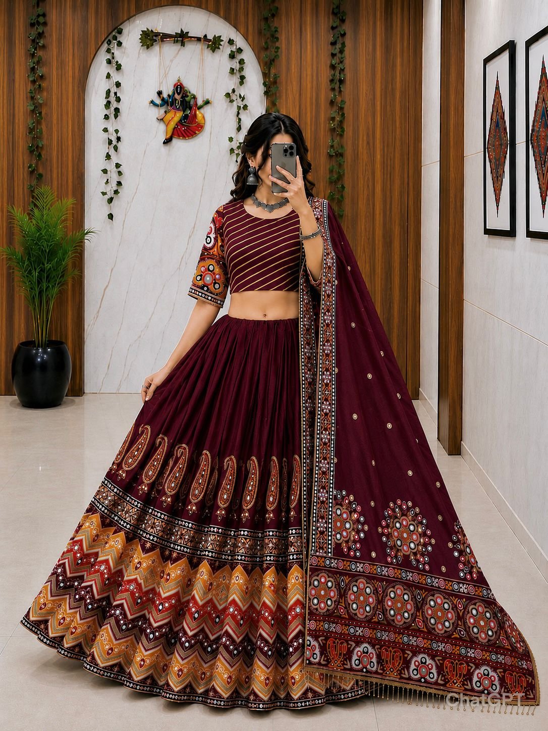AK SERIES PRESENTING NEW NAVRATRI SPECIAL INDOWESTERN LEHENGA SET WITH GAMTHI WORK