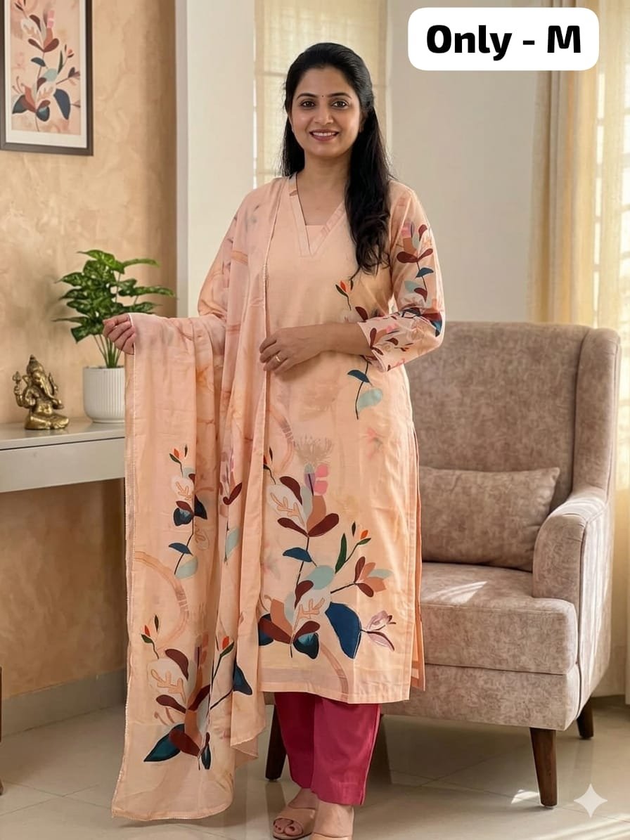 Muslin Silk A-Line Kurti With Pant With Dupatta - Image 6