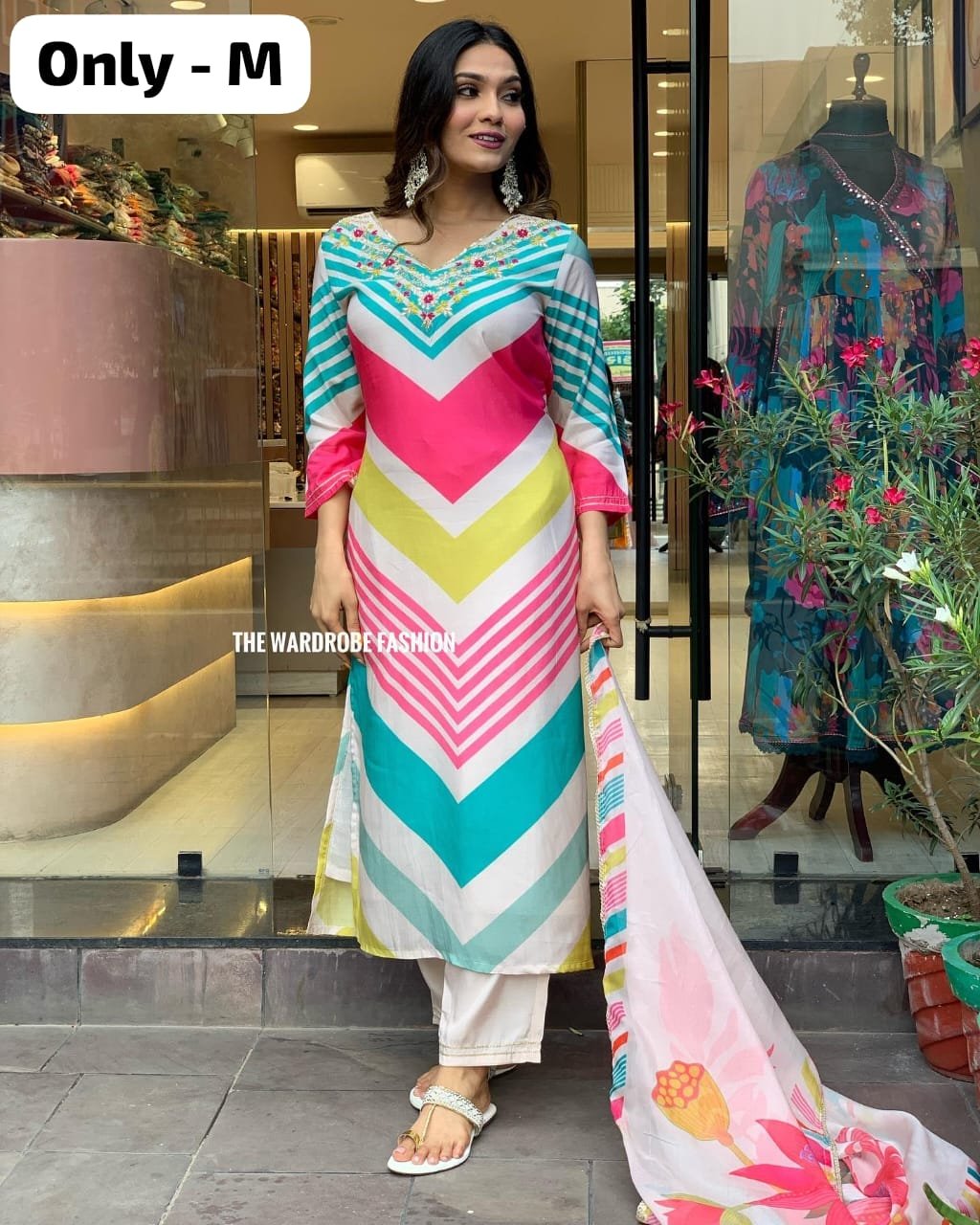 Muslin Silk A-Line Kurti With Pant With Dupatta - Image 8
