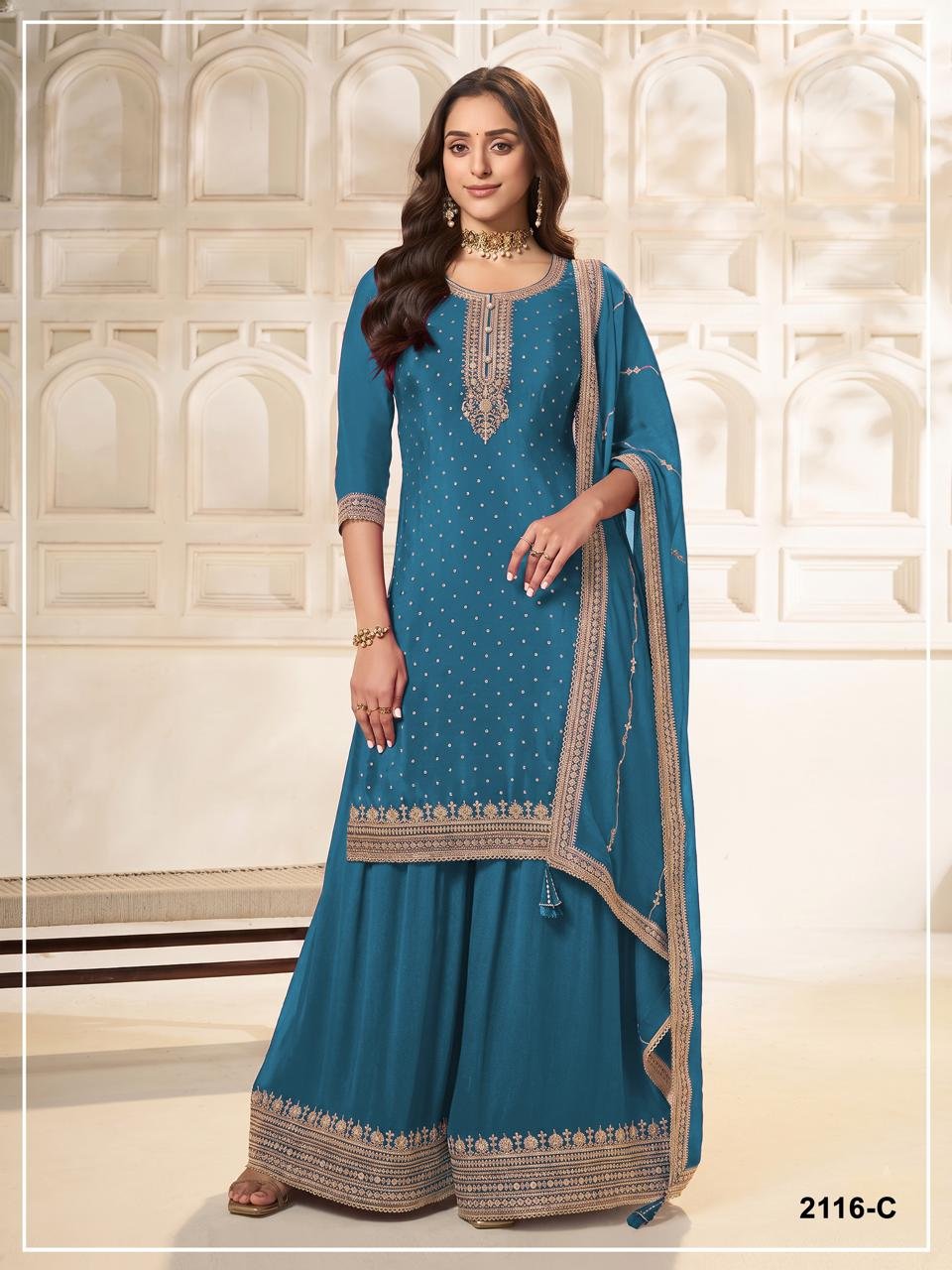 Viscouse Dola Silk with Heavy Embroidered 3mm Sequence & Coding - Image 7