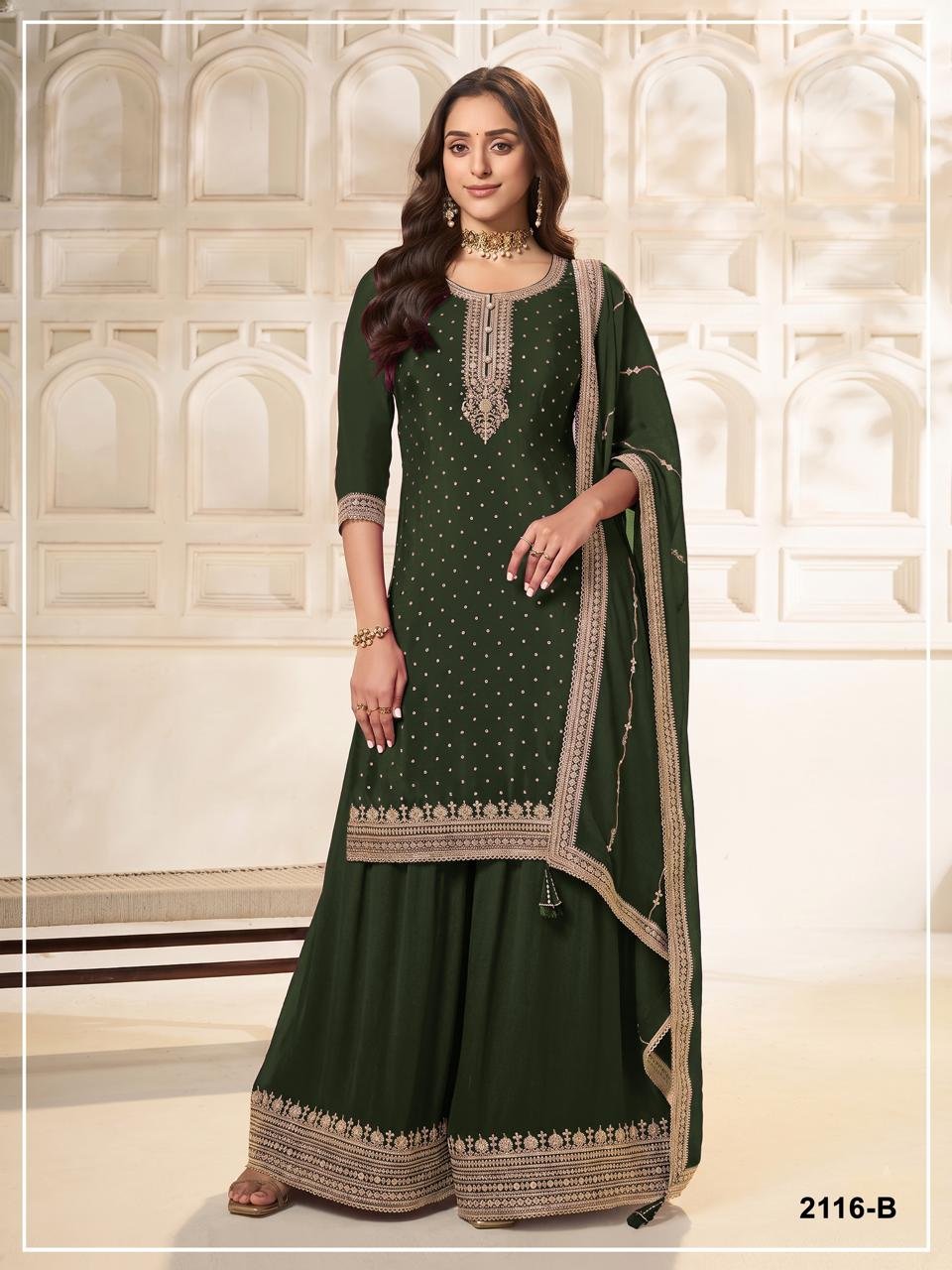 Viscouse Dola Silk with Heavy Embroidered 3mm Sequence & Coding - Image 3