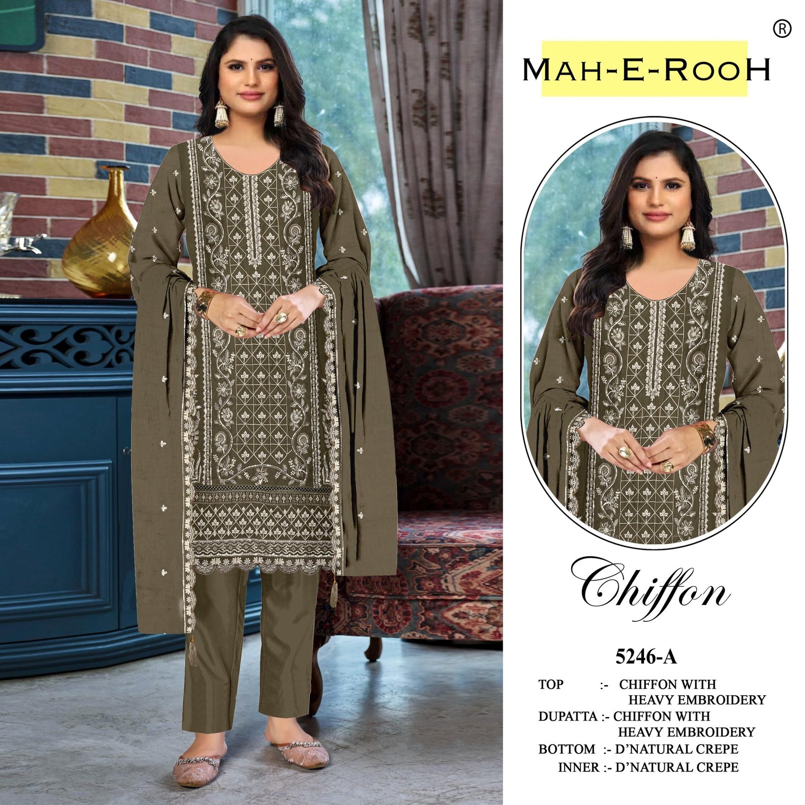 Heavy Chiffon with Heavy Embroidered 3mm Sequence work + Khatli Work - Image 3
