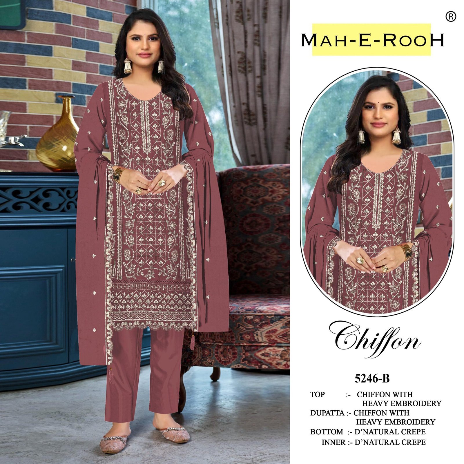 Heavy Chiffon with Heavy Embroidered 3mm Sequence work + Khatli Work