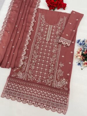 Alternative view of Heavy Chiffon with Heavy Embroidered 3mm Sequence work + Khatli Work