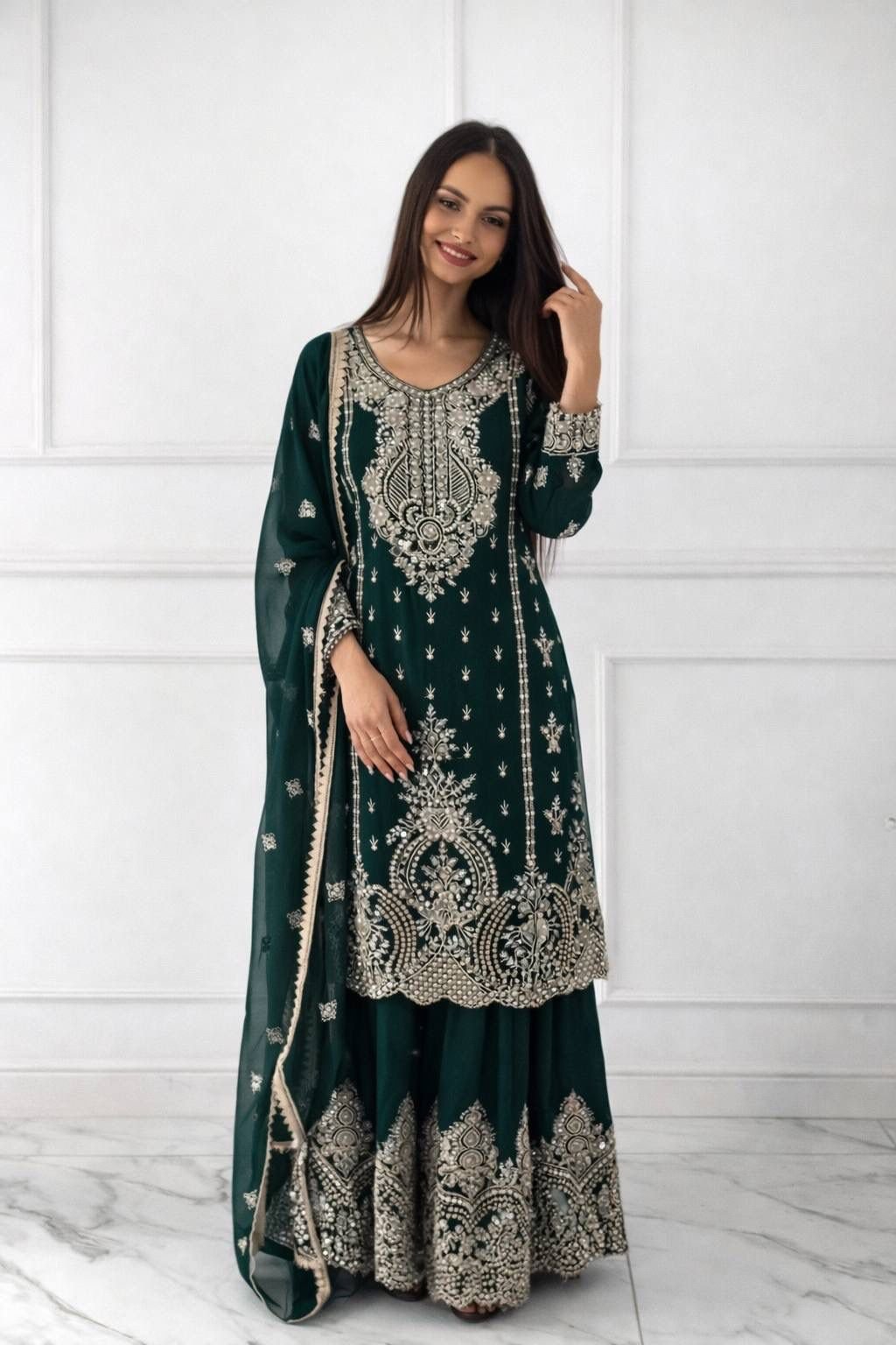 Upcoming New Ready To Wear Collection 3 Piece Fancy Top With Beautiful Sharara And Dupatta - Image 3