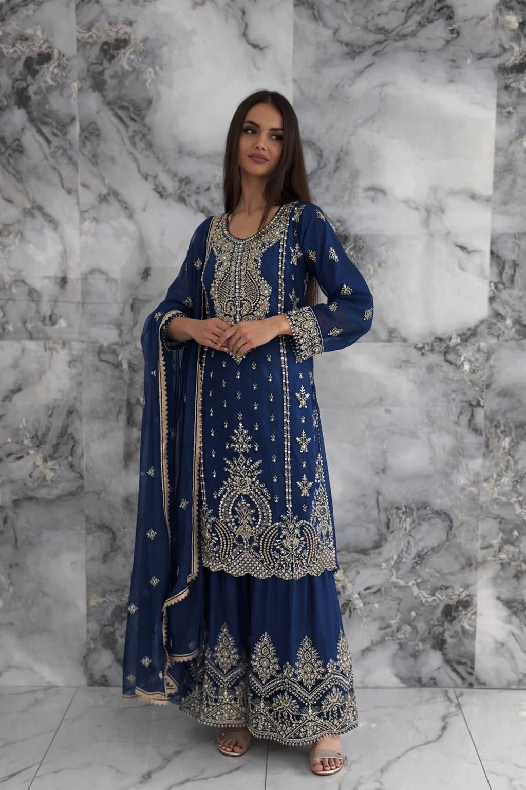 Upcoming New Ready To Wear Collection 3 Piece Fancy Top With Beautiful Sharara And Dupatta