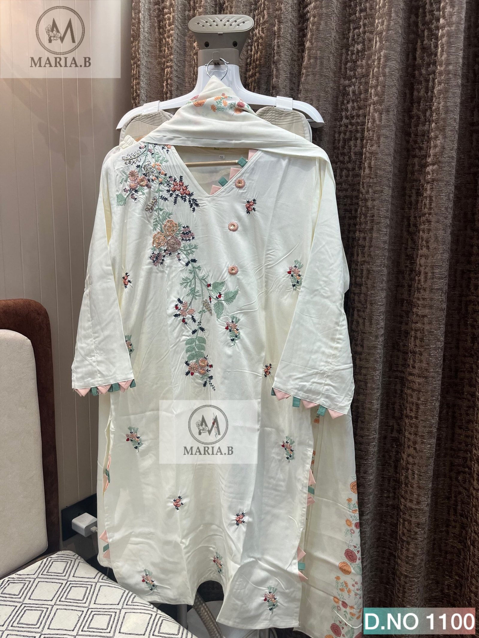FULL STITCHED REYON TOP WITH EMBROIDERY WORK WITH STYLING NECK/SLEEVES AND DAMAN - Image 2