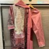FULL STITCHED COTTON TOP WITH PATCH ON NECK & DAMAN WITH FANCY STYLING IN NECK, SLEEVES AND DAMAN