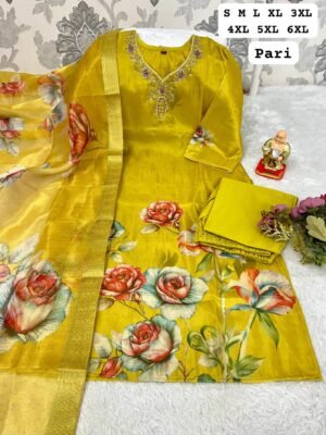 Alternative view of Elevate your ethnic wardrobe with our stunning new pari design. This premium 3-piece suit set