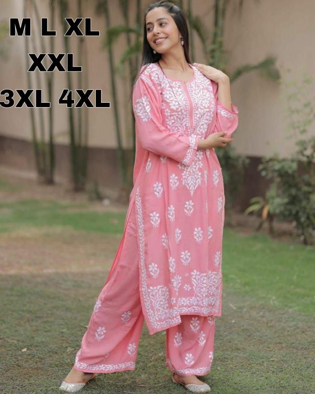 Premium Reyon cotton Top with beautiful chikankari work on yoke & Reyon pent - Image 8