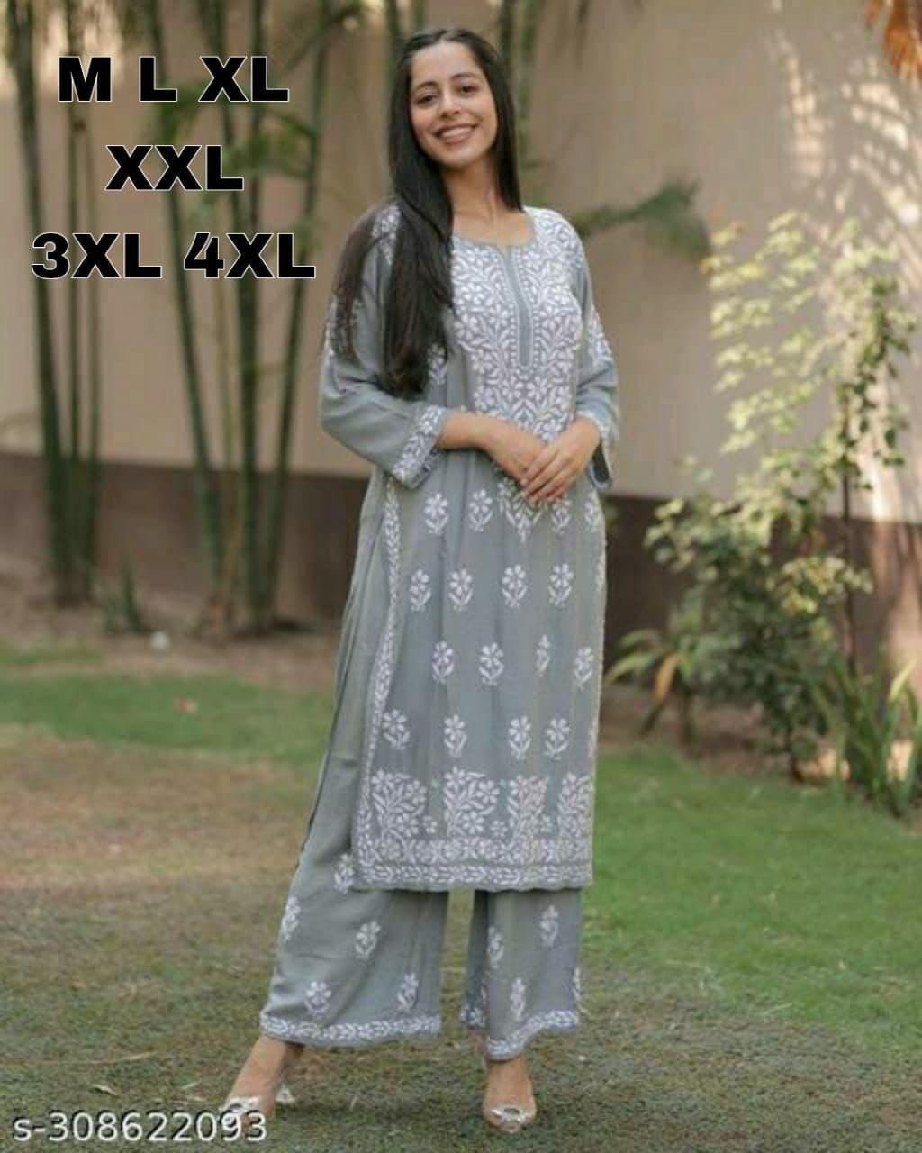 Premium Reyon cotton Top with beautiful chikankari work on yoke & Reyon pent - Image 7