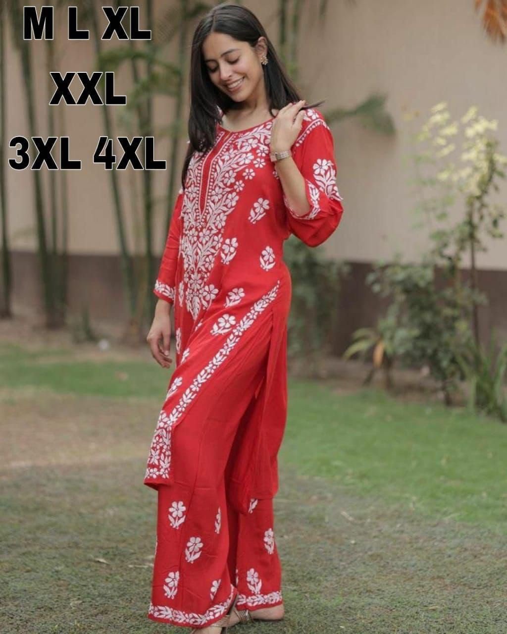 Premium Reyon cotton Top with beautiful chikankari work on yoke & Reyon pent - Image 9