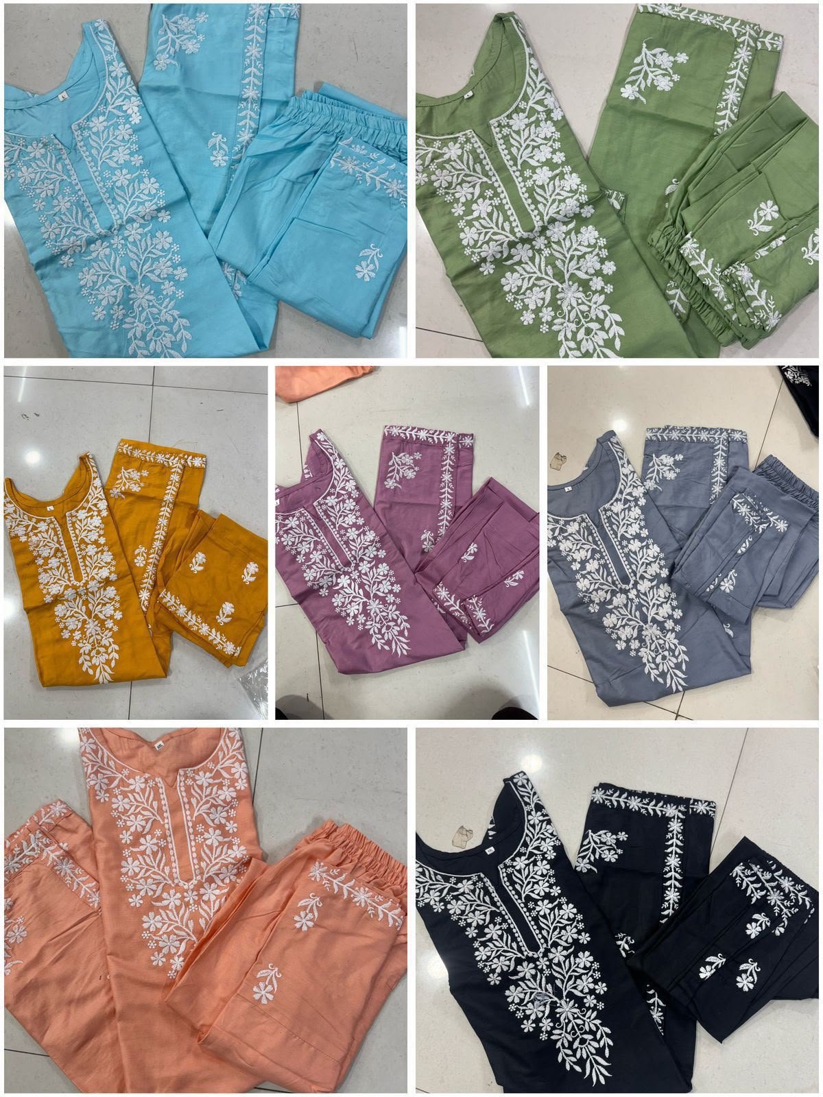 Premium Reyon cotton Top with beautiful chikankari work on yoke & Reyon pent - Image 11