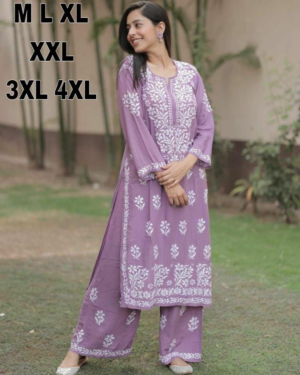 Premium Reyon cotton Top with beautiful chikankari work on yoke & Reyon pent - Image 6