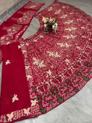 Alternative view of AK Launching 4 meter flared Star Georgette Lehenga, Exceptional Quality with Can-Can and Canvas Layers, A Perfect Fusion of Glamour and Comfort*