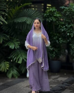PRESERNTING NEW READY TO WEAR COLLECTION WITH EMBROIDERY WORK TOP - PLAZZO WITH  DUPATTA