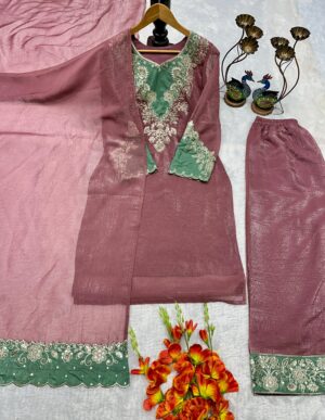 Alternative view of AK NEW ĐĚSIGNER PARTY WEAR TOP AND PANT WITH FANCY DUPPATA AND EMBROIDERY WORK