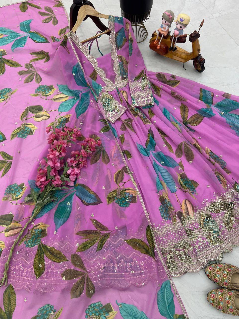 AK-Series New Designer Party Gown & Dupatta Set - Image 2