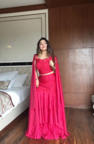 REAL MODLING OF RUFFLED LAYERED LEHENGA FROM LOOMEERA