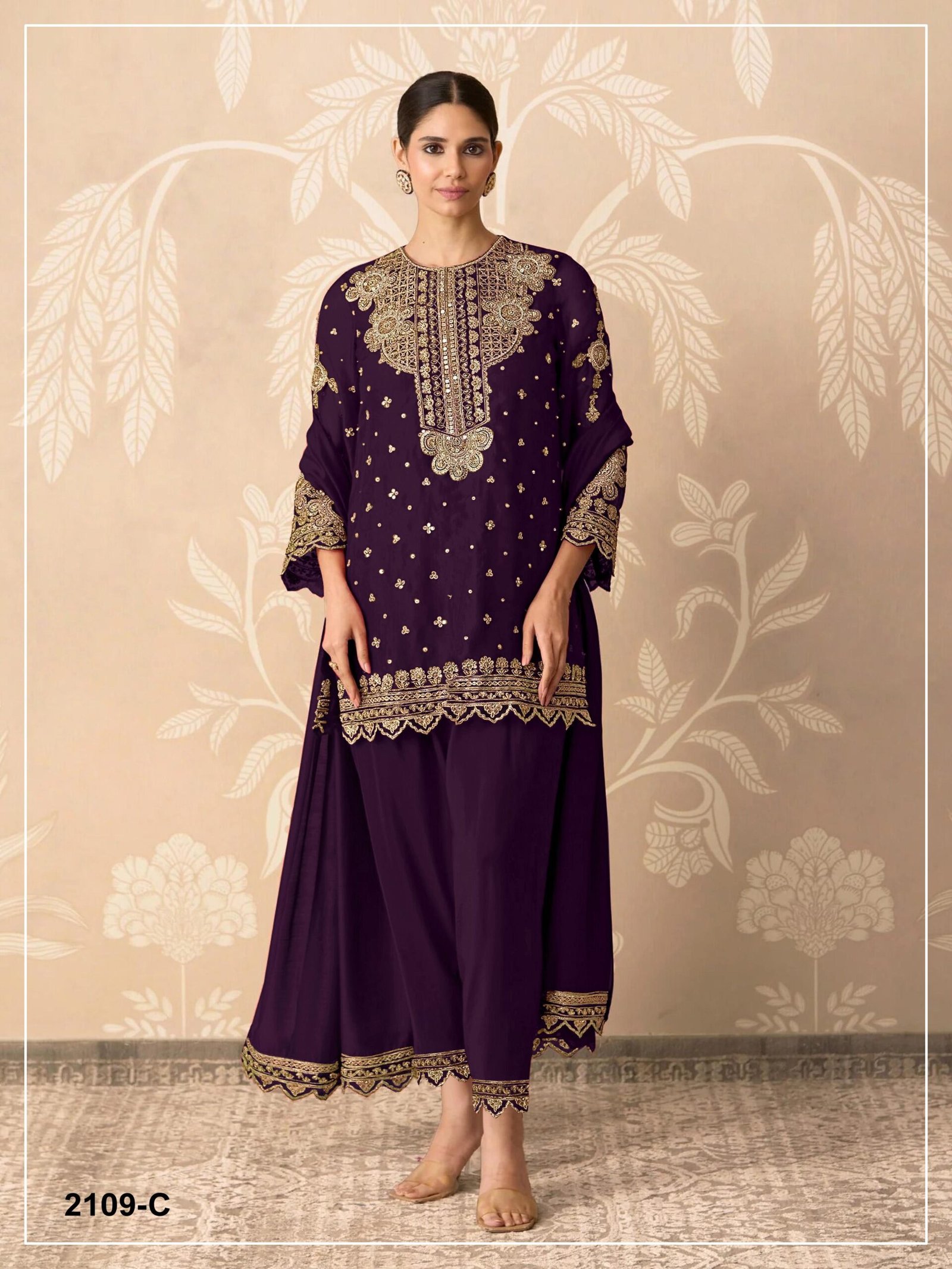 Blooming Fox Georgette with Heavy Embroidered 3mm & 5mm Sequence Work - Image 3