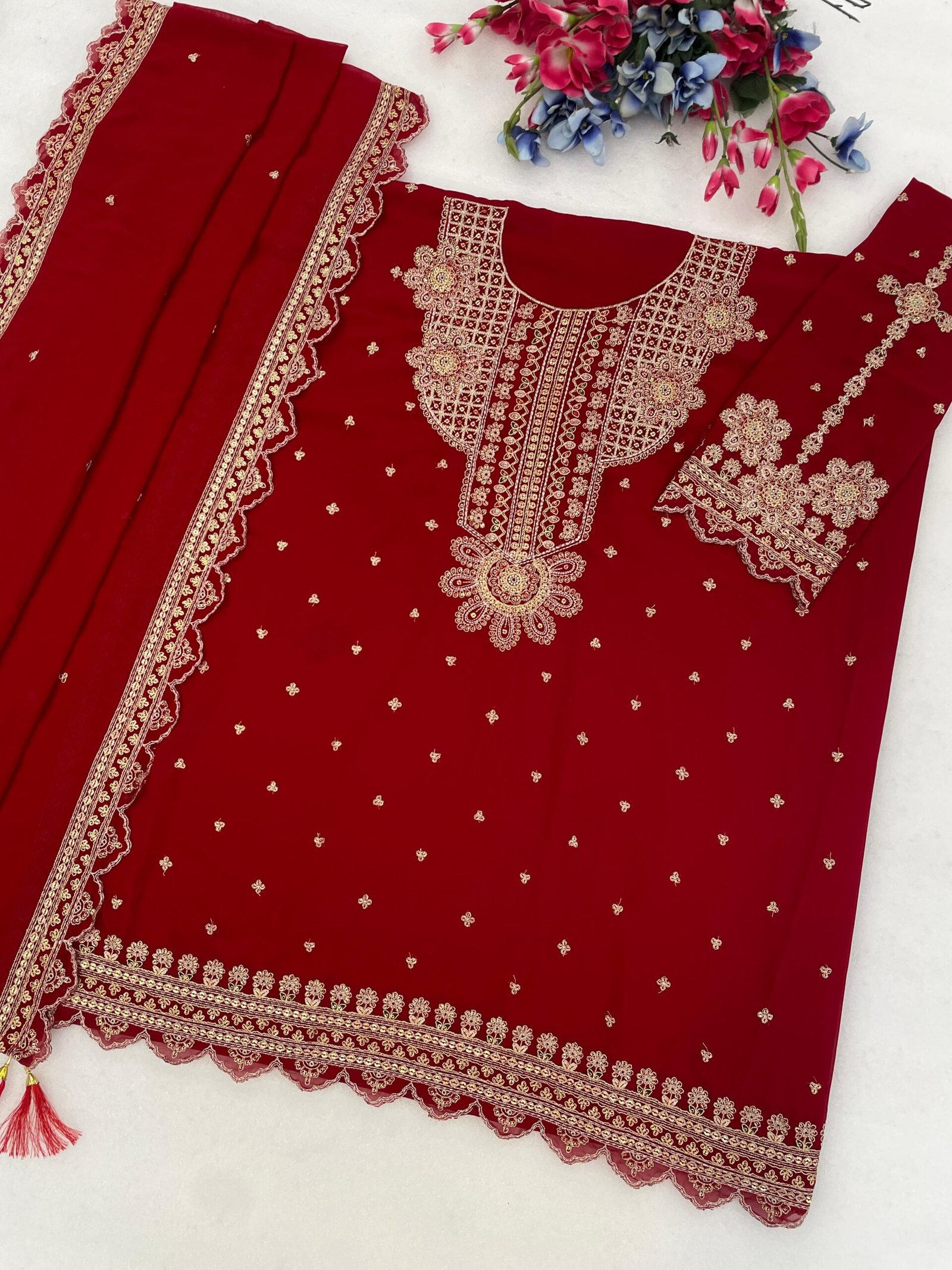 Blooming Fox Georgette with Heavy Embroidered 3mm & 5mm Sequence Work - Image 6