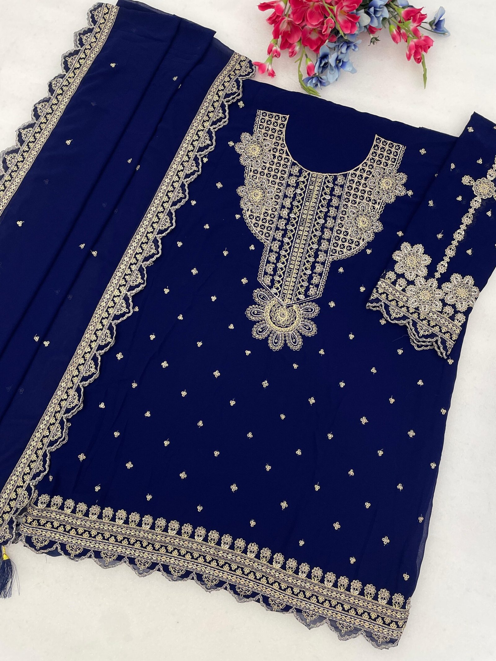 Blooming Fox Georgette with Heavy Embroidered 3mm & 5mm Sequence Work - Image 8