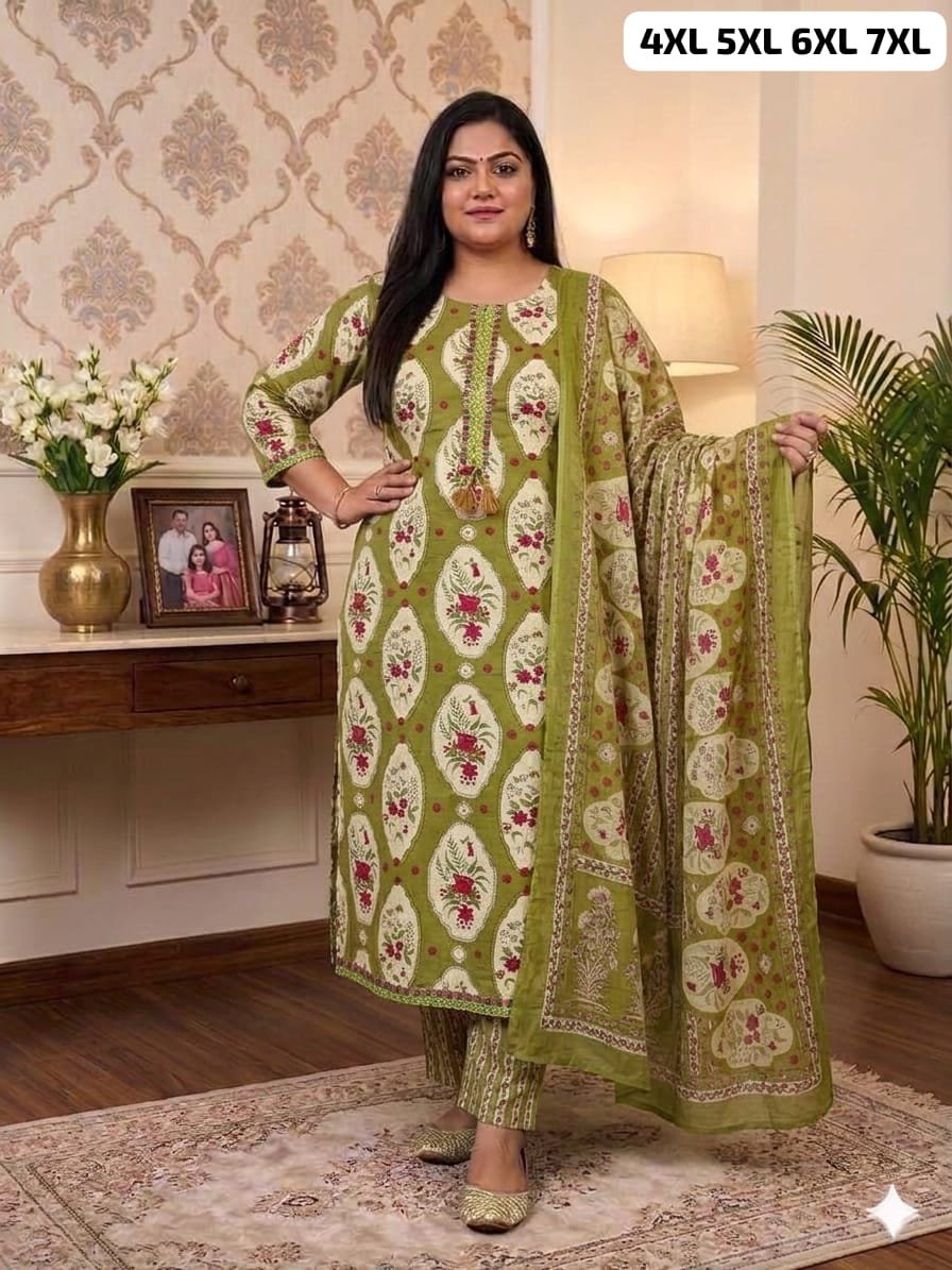 PURE MAL COTTON KURTI WITH PANT WITH MATCHING DUPPATA