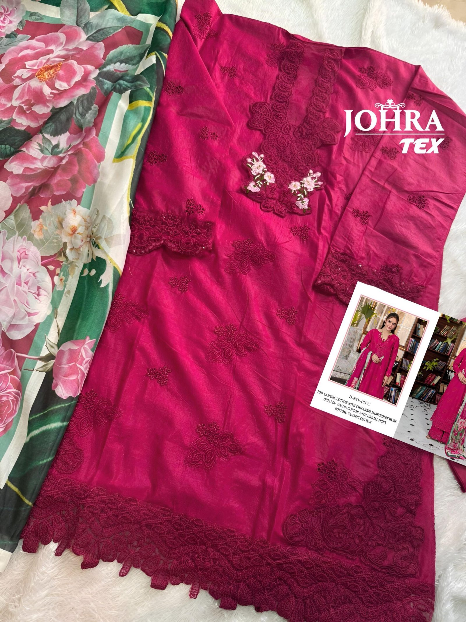 CAMBRIC COTTON WITH CHIKANKRI EMBROIDERY WORK - Image 2