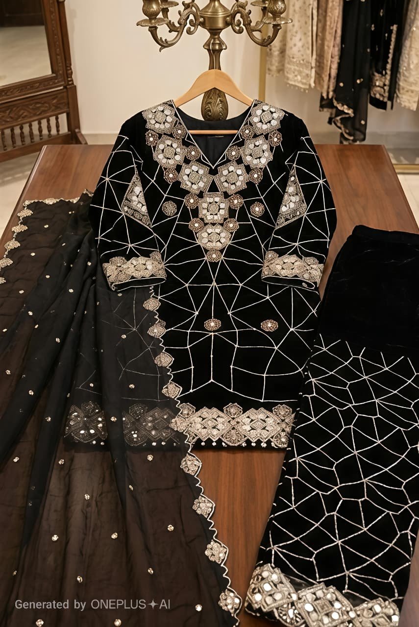 EXCLUSIVE AND TRENDY FOR WEDDING SEASON OUR SEQUENCE EMBROIDERY WORKED TOP, PLAZZO AND DUPATTA - Image 4