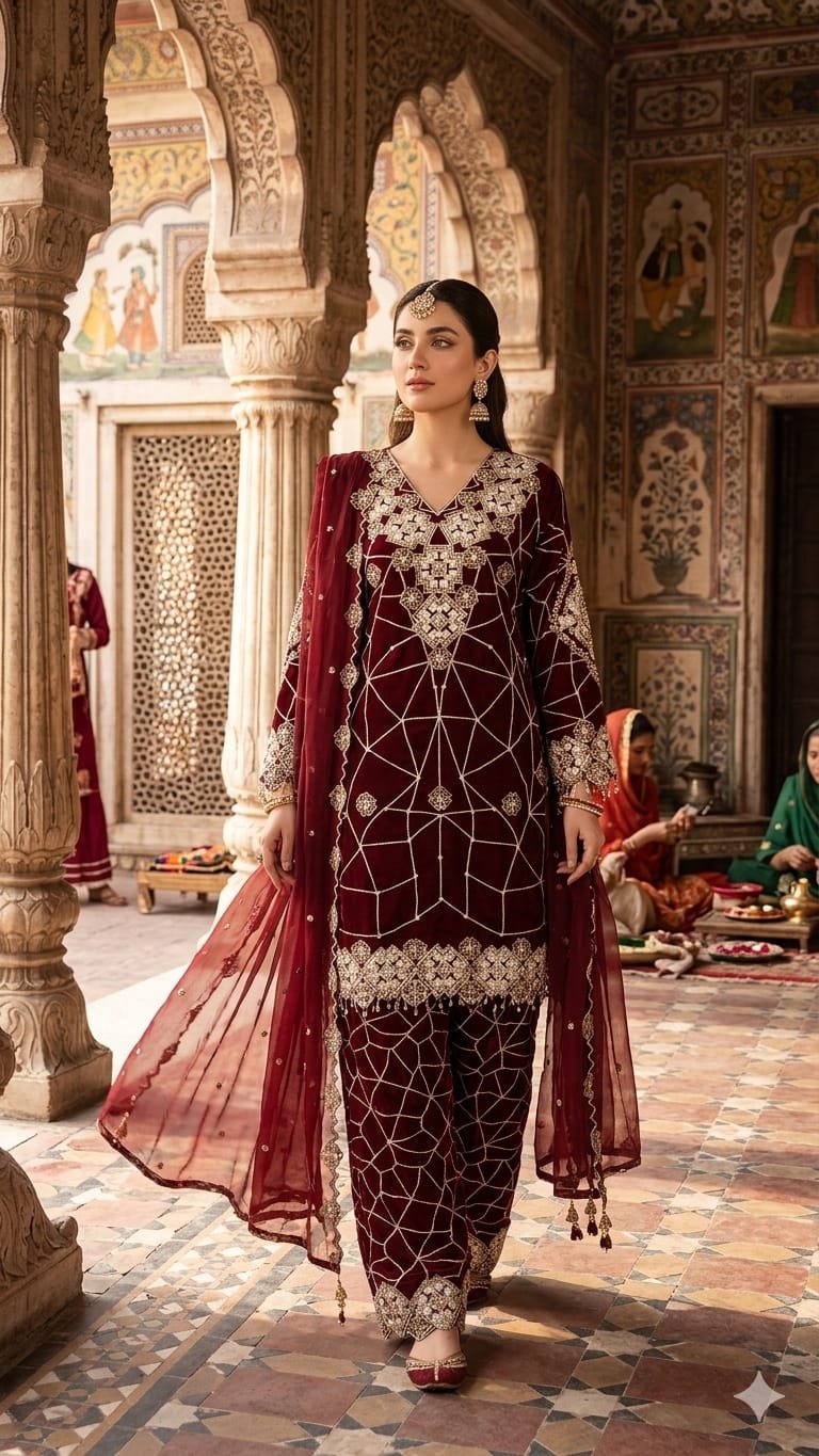 EXCLUSIVE AND TRENDY FOR WEDDING SEASON OUR SEQUENCE EMBROIDERY WORKED TOP, PLAZZO AND DUPATTA