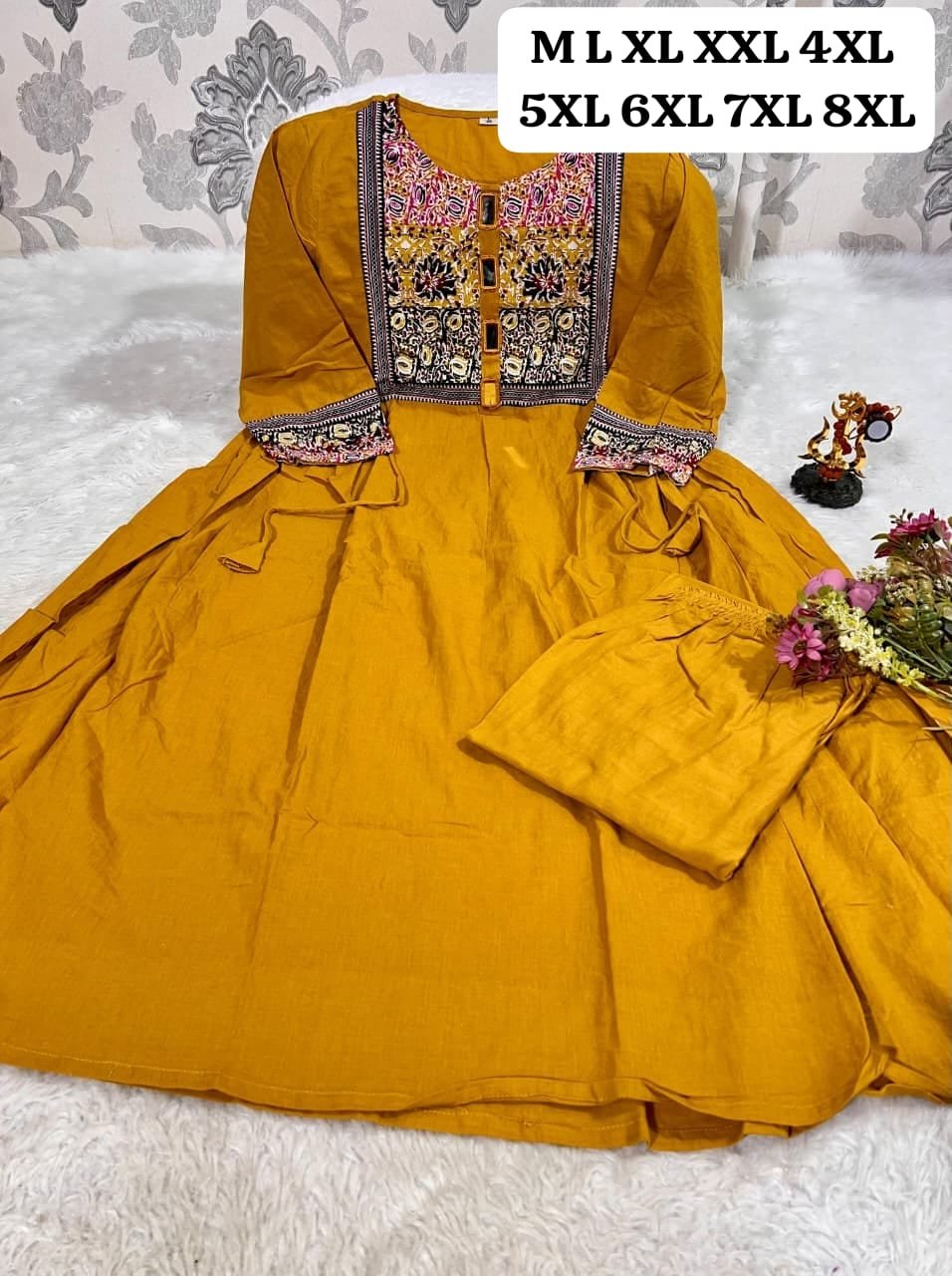 Designer heavy kurti pent set in premium cotton febric - Image 2